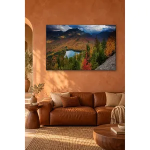 Impression sur toile de paysage d'automne avec forêt et lac de montagne Fida - Product Image 1