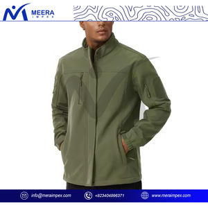 2025 última moda Color verde oliva hombres chaqueta Softshell nuevo diseño tela transpirable cuello alto Slim Fit chaquetas al aire libre - Product Image 3