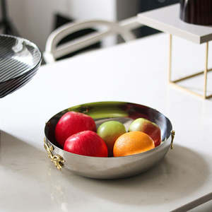 Plateau à fruits décoratif en métal avec poignées pour table à manger, comptoir de cuisine, décoration de la maison, cadeau, hôtel, restaurant, présentation, service - Product Image 6