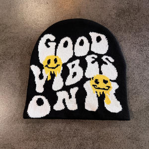 Gorro de Lana de Punto Estilo Y2K Personalizado al por Mayor, con Estampados Fantasmales Europeos, para Adultos, Otoño Invierno, Gorro Jacquard - Product Image 2