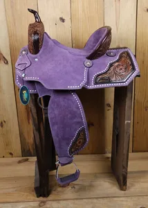 Selle de baril western artisanale violette en cuir véritable 100% cuir de vache de qualité supérieure, confortable et durable pour le ranch et le roping - Product Image 6