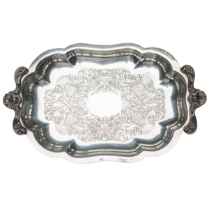 Plateau de service ovale en étain de qualité supérieure avec poignées en forme de coquille Saint-Jacques, plateau de service en métal décoratif moderne, meilleur prix - Product Image 2