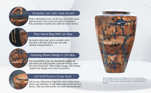 Handmade Mango Wood Cremation Urn Fractal Burning Wood & Epoxy Personalized <b>Memorial</b> <b>Box</b> for Ashes - Product Image 2