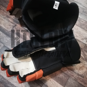 ถุงมือฮอกกี้น้ำแข็งระดับมืออาชีพ HI-GLOW SPORTS INTERNATIONAL ทำจากหนังและคาร์บอนไฟเบอร์ ปิดด้วยกระดุมแบบ Snap ออกแบบตามหลักสรีรศาสตร์ ทนทาน ระบายอากาศได้ดี - Product Image 4