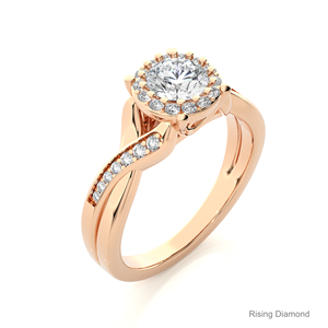 Anillo de compromiso de diamante cultivado en laboratorio de corte redondo de 1,0 quilates, anillo de regalo de aniversario de diamante CVD de oro rosa para ella - Product Image 4