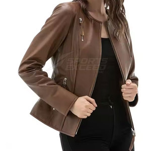 Veste en cuir de couleur personnalisée prix bon marché Vestes en cuir pour femmes Nouvelle arrivée Vestes en cuir pour femmes - Product Image 2