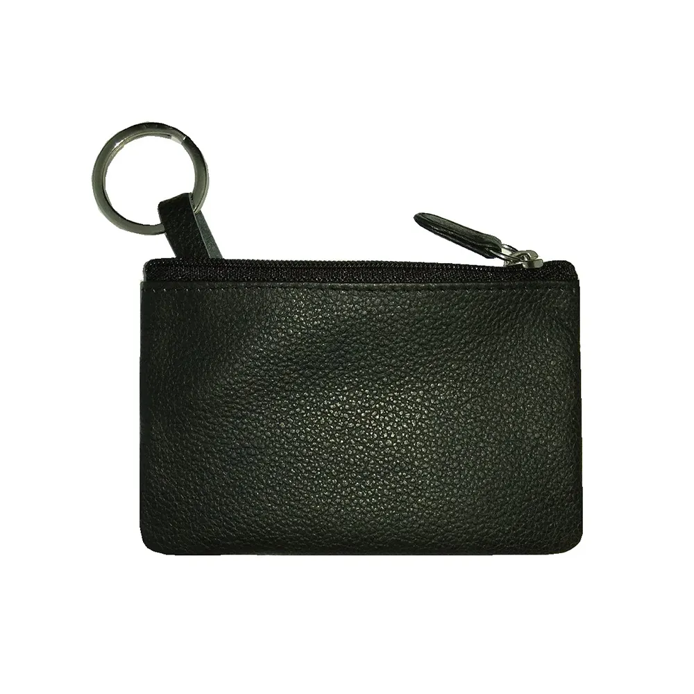Grainy Black Leather Key Holders Buy Small Keychain Wallets At Factory Price