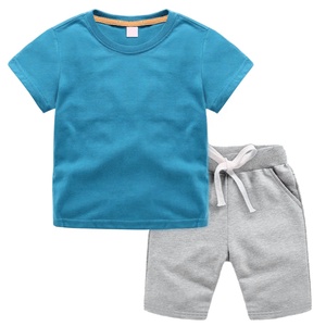Conjunto de ropa para niños, camiseta con pantalones cortos de algodón, moda de verano, para niños y niñas - Product Image 1