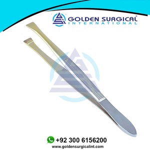 Pinzas de Acero Inoxidable Alemán de Grado Quirúrgico con Punta Dorada (Rectas) para Depilación Facial y Diseño de Cejas - Product Image 2