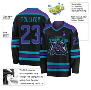 Premium Custom Made Ice Hockey Jersey Quick Dry Polyester with <b>Embroidery</b> OEM Service for Team Names - Product Image 3
