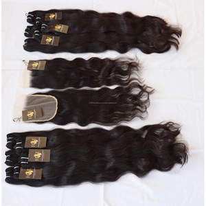 Mèches péruviennes 100% avec fermeture frontale en dentelle Hd, Extensions de cheveux vierges indiennes à cuticules alignées, vente en gros - Product Image 2