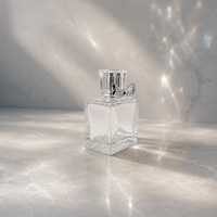 Flacon pulvérisateur de parfum en verre transparent de 25 ml, 35 ml, 50 ml, forme galet, avec bouchon à vis, pompe en aluminium et nœud papillon ABS