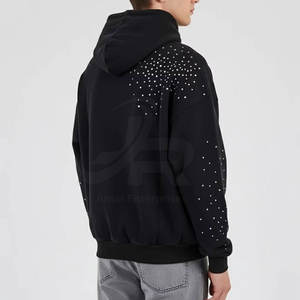 ออกแบบเสื้อฮู้ดผู้ชายประดับเพชรคุณภาพสูงสำหรับฤดูหนาว สไตล์ใหม่ จำนวนมาก พร้อมซิป - Product Image 3