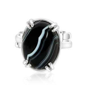 NOVAMART Fine Arihant Gems & Jewels 925 Silver Pendant/<b>Ring</b> Natural <b>Black</b> Sulemani Hakik Agate Stone <b>for</b> <b>Men</b> and Women Wholesale - Product Image 1