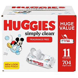 Doorstep Supplier of Hug-gies Simply Clean Unscented Baby Diaper Wipess 11 Flips Packs 704 Wpss- 64 Counts (11 packs)