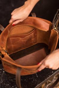 Bolso de mano con cierre de cremallera elegante para mujer, bolso de hombro de piel de vaca impermeable de cuero de grano completo 100% - Product Image 3