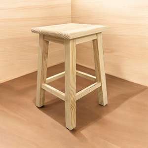 Well Home Sgabello Quadrato in Legno Massello Colore Naturale 31x31x50cm Pouf Elegante e Resistente - Product Image 3