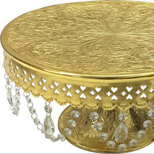 Présentoir à gâteaux et à desserts de forme ronde en métal plaqué or de qualité exclusive Présentoir à desserts en métal de grande taille au design tendance - Product Image 3