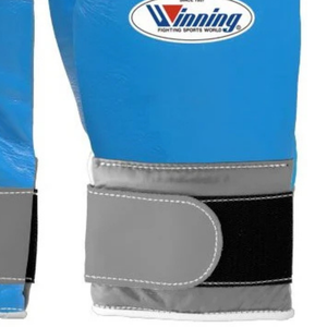 Gants de boxe professionnels en cuir gris bleu ciel avec fermeture velcro au poignet, gants d'entraînement et de sparring pour hommes et femmes - Product Image 4
