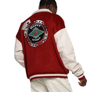 Chaqueta universitaria roja personalizada para hombre, chaqueta de béisbol informal de invierno suave con cuello levantado, usable en invierno - Product Image 4