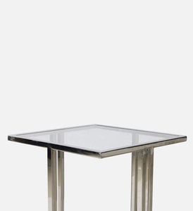 Prix en vrac Hot Selling Table d'extrémité en verre trempé clair avec base en métal poli brillant - Product Image 6