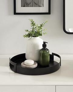 Luxury Round <b>Black</b> Aluminium Tray For Wedding Hotel Restaurant Living Room in Best Price From India - Product Image 2