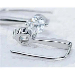AAA+ Quality 2.14Ct Vvs-1+.Ice White Real Moissanite Diamond <b>Dangle</b> <b>Silver</b> <b>Earrings</b> Cus-Jew41 - Product Image 3