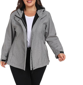 Vestes softshell pour femmes grandes tailles, à capuche, doublées de polaire chaude, coupe-vent - Product Image 4