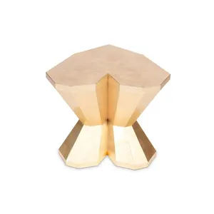 Joyful Magical Enchanted Make-To-Order Design Home Luxury Golden Matte Lacquered Heart Shaped Stool