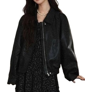 แจ็กเก็ตหนังมีซิปสำหรับผู้หญิงแจ็กเก็ตแฟชั่นลำลองสีตามสั่ง - Product Image 5