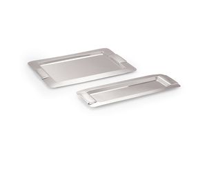 Plateau de service rectangulaire en acier inoxydable avec poignées latérales intégrées, finition miroir, compatible lave-vaisselle et écologique - Product Image 2