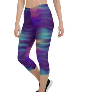 Qualité 92 Polyester 8 Spandex Ultra Doux Collants Casual Vêtements Stretch Pantalon Violet Galaxy Tie Dye D'eau Conception Capri Leggings - Product Image 3