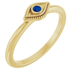 Anillo Romántico Stuller de Oro 14K con Gema, Ajustable, con Forma de Estrella y Ojo Turco, Engaste de Zafiro, Anillos Apilables para Regalo 72149:104P - Product Image 1