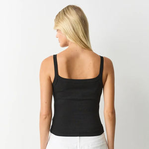 Top Corto de Punto Acanalado de Algodón con Cuello Alto sin Mangas, Estilo Casual Básico para Mujer, Venta al por Mayor - Product Image 3