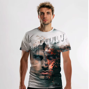 2025 recién llegado, superventas, camisetas de sublimación gráfica personalizadas para hombres, camisetas de poliéster estampadas a la moda para hombres - Product Image 6