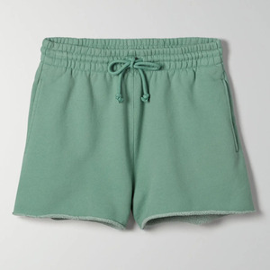 Femmes décontracté été 2 pièces ensemble couleur unie manches longues au-dessus du genou Logo personnalisé 100% coton culture chemise pantalon court nouveauté - Product Image 6