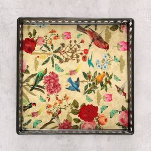 Plateau de service à motif floral décoratif, design d'inspiration vintage, finition lisse, accent élégant pour table basse, décoration intérieure - Product Image 3