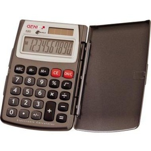 Calculatrice solaire grise à 10 chiffres de GENIE avec batterie intégrée - Product Image 1