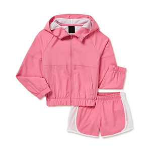 Wholesale Women's Windbreaker Set 2 Piece Hooded Jacket and Shorts Sportswear Set Athleisure Tracksuit for Gym Running Fitness - Product Image 5