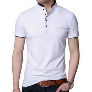 Polo de verano para hombre, camisa Polo de manga corta de Color sólido con cuello levantado, camisetas transpirables de algodón informales ajustadas a la moda para hombre - Product Image 2