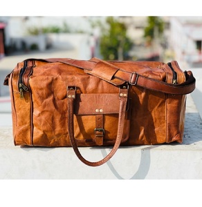 กระเป๋าเดินทางแบบวินเทจหนังแท้สไตล์ลำลองสำหรับผู้ชายกระเป๋าเดินทางแบบค้างคืนที่ใหญ่ที่สุดทนทานกระเป๋ากีฬาสุดสัปดาห์ - Product Image 1