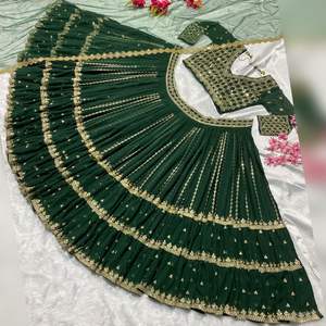 Último diseñador Fab Zone Faux Georgette bordado secuencia hilo trabajo Lehenga Choli alta calidad Sari fiesta incluye Salwar - Product Image 2