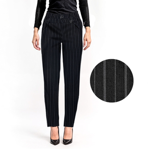 Pantaloni a tubino neri a vita alta con ricamo, antipiega, traspiranti, quattro modelli per l'ufficio, colorati per l'autunno - Product Image 2