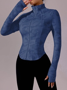 Women's Waterproof Spandex/Nylon Solid <b>Workout</b> <b>Jacket</b> Lightweight Zip-Up Athletic Running Pockets Front Long Sleeve Gym Yoga - Product Image 2