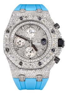 นาฬิกาข้อมือหรูสำหรับผู้ชายสายนาฬิกาเพชรสีฟ้าประดับเพชรเพชรเพชรสีฟ้าปรับแต่งวันที่ได้สไตล์โบราณ - Product Image 3