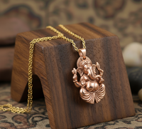 Collier pendentif Ganesha en acier inoxydable, fait main, vintage, bijoux spirituels hindous, chaîne à maillons rhodiés, plaqué or 24 carats, cadeau pour femme