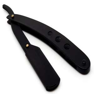 Maquinilla de afeitar de barbero con logotipo personalizado de alta calidad, acero inoxidable negro con hoja deslizante y diseño de 3 orificios - Product Image 5