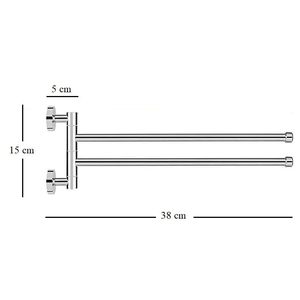 Pratici accessori da bagno a parete 38X15 cm portasciugamani in acciaio inossidabile cromato con 2 barre per il bagno - Product Image 2