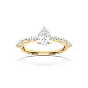 Bague de fiançailles sophistiquée en forme de poire, ronde et marquise de 1,36 ct avec diamant de laboratoire en or 14 carats, vente en gros OEM - Product Image 3