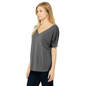 T-shirt à col en v sur mesure de haute qualité pour femmes tricoté uni teint coupe ajustée élégant bouton confortable décontracté tous les jours été - Product Image 2